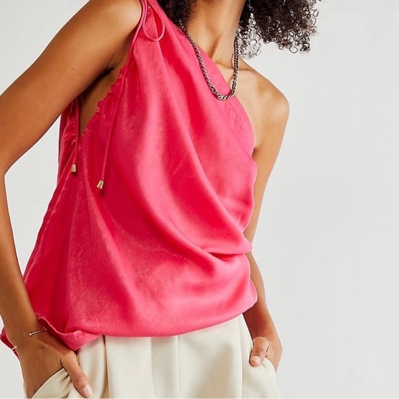 Free People Hattie Silky Tunic/ Mini Slip Dress Raspberry Pink - Picture 2 of 13